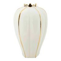 Vase Potter Weiß, Goldfarben B:21cm - Goldfarben/Weiß, Basics, Keramik (21/40/21cm)