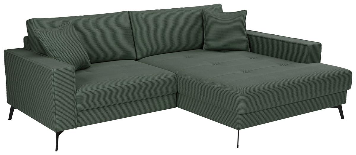 Ecksofa Ted Dunkelgrün S: 228x174 Cm - Dunkelgrün/Schwarz, Trend, Textil (228/174cm)
