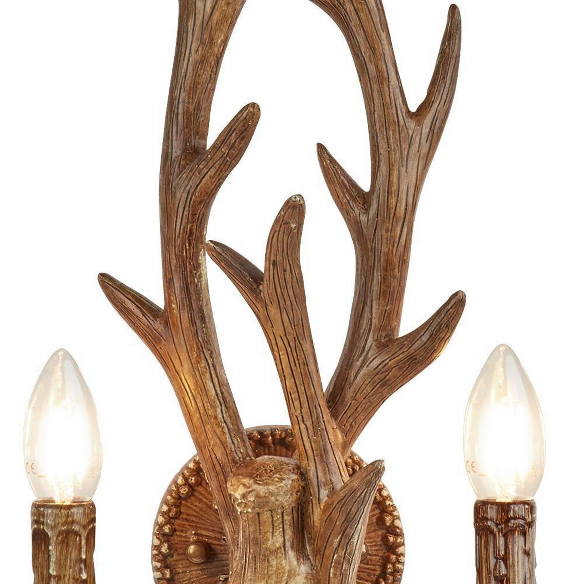 Wandleuchte Stag 2lt 6412-2br - Braun, Trend, Holzwerkstoff/Metall (36/46cm)