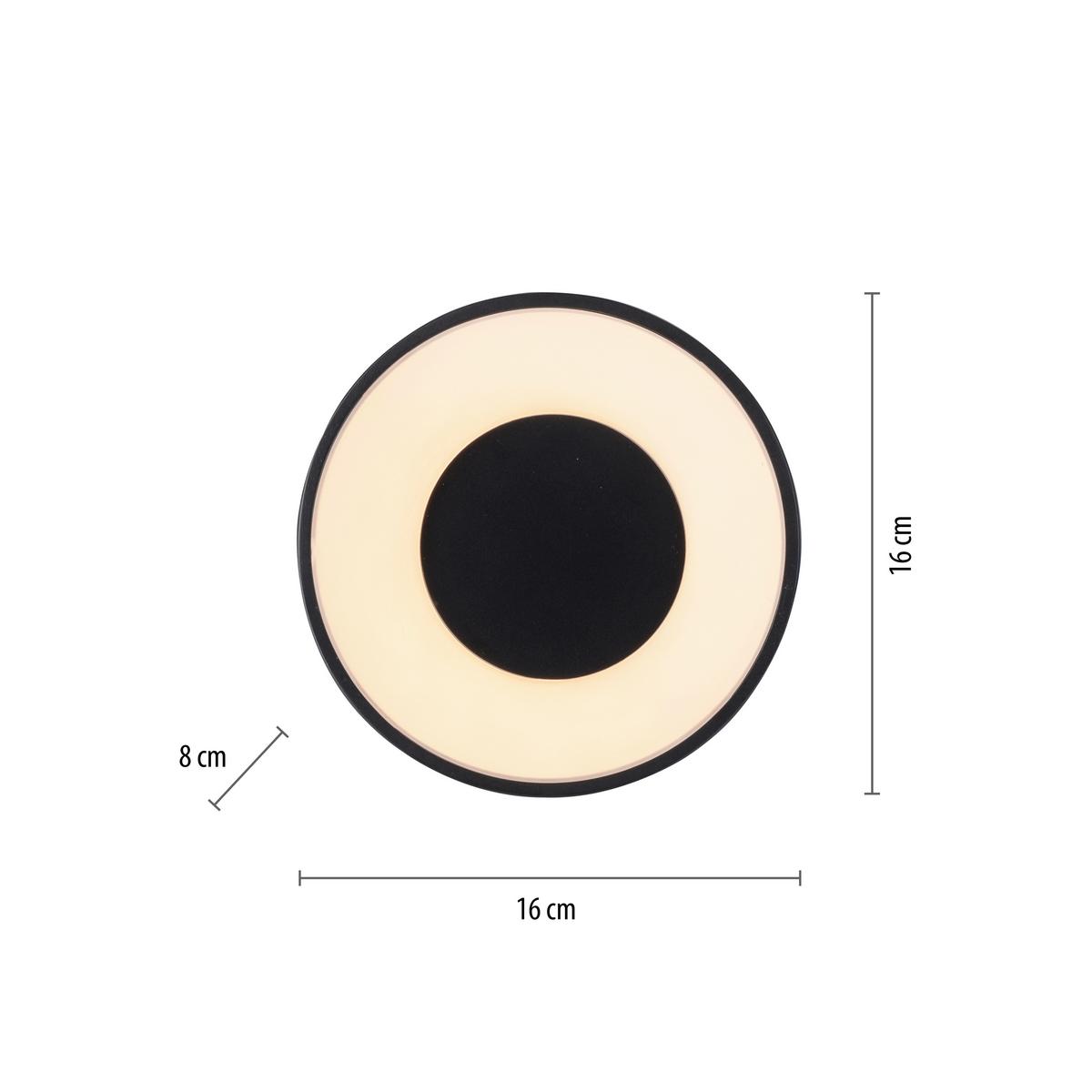 LED-Deckenleuchte 14325-18 Tanika - Schwarz, MODERN, Kunststoff/Metall (16/16/8cm)