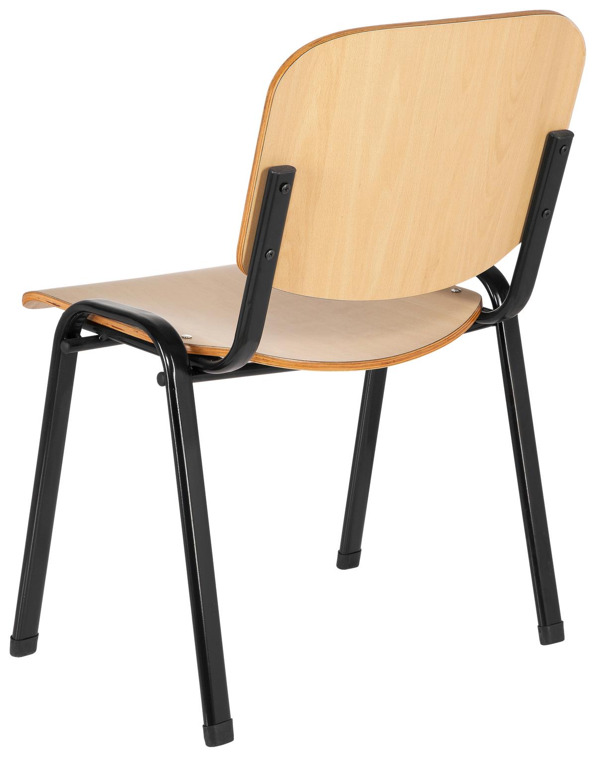 Besucherstuhl Xt 600 Stapelbar Schwarz/buche Bis 100 Kg - Buchefarben/Schwarz, Basics, Holz/Metall (58/81/48cm) - MID.YOU