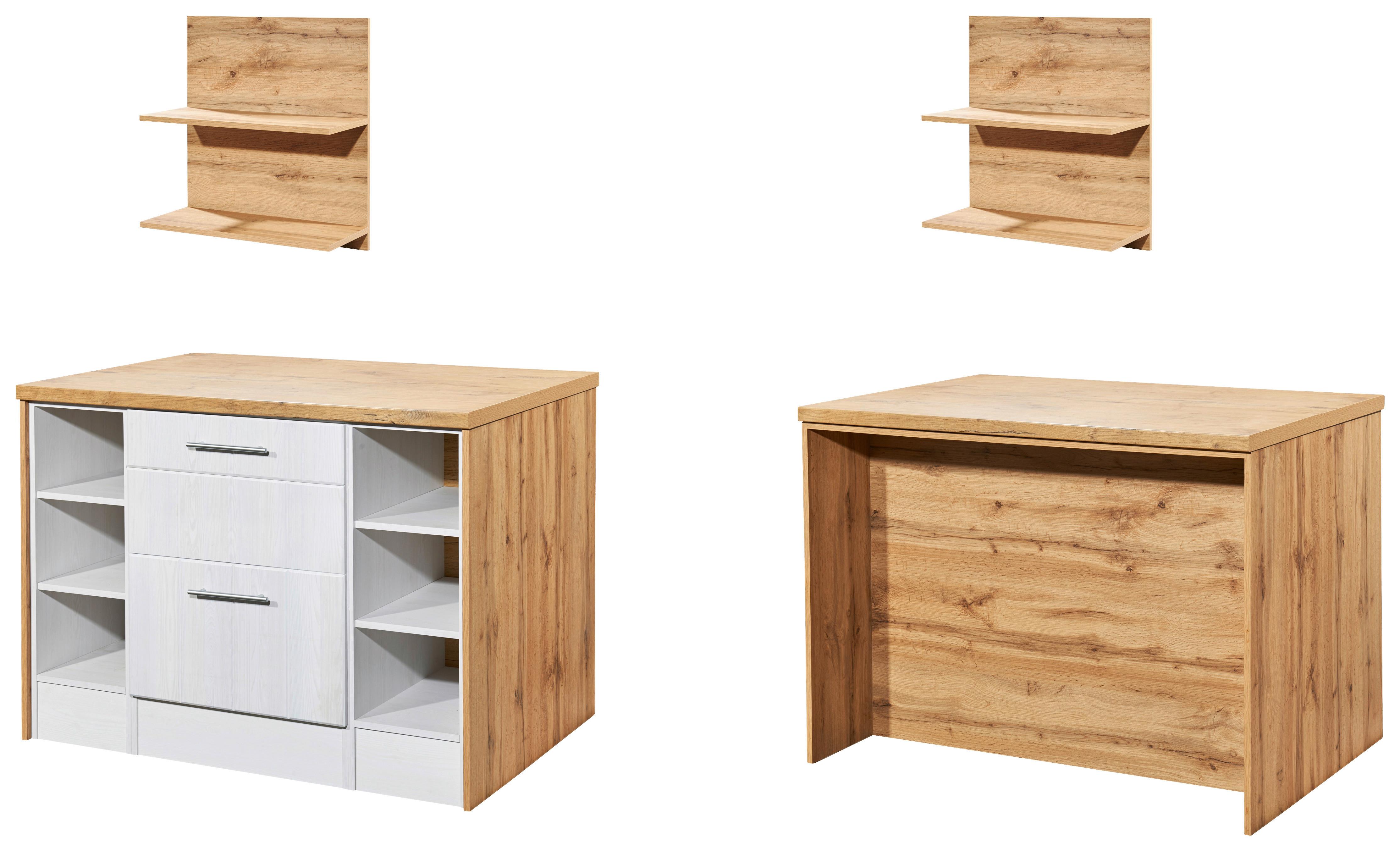 Kücheninsel Anton Weiß/Lärchefarben 124x91x90 cm - Wildeiche/Lärchefarben, LIFESTYLE, Holzwerkstoff (124/91/90cm) - Respekta