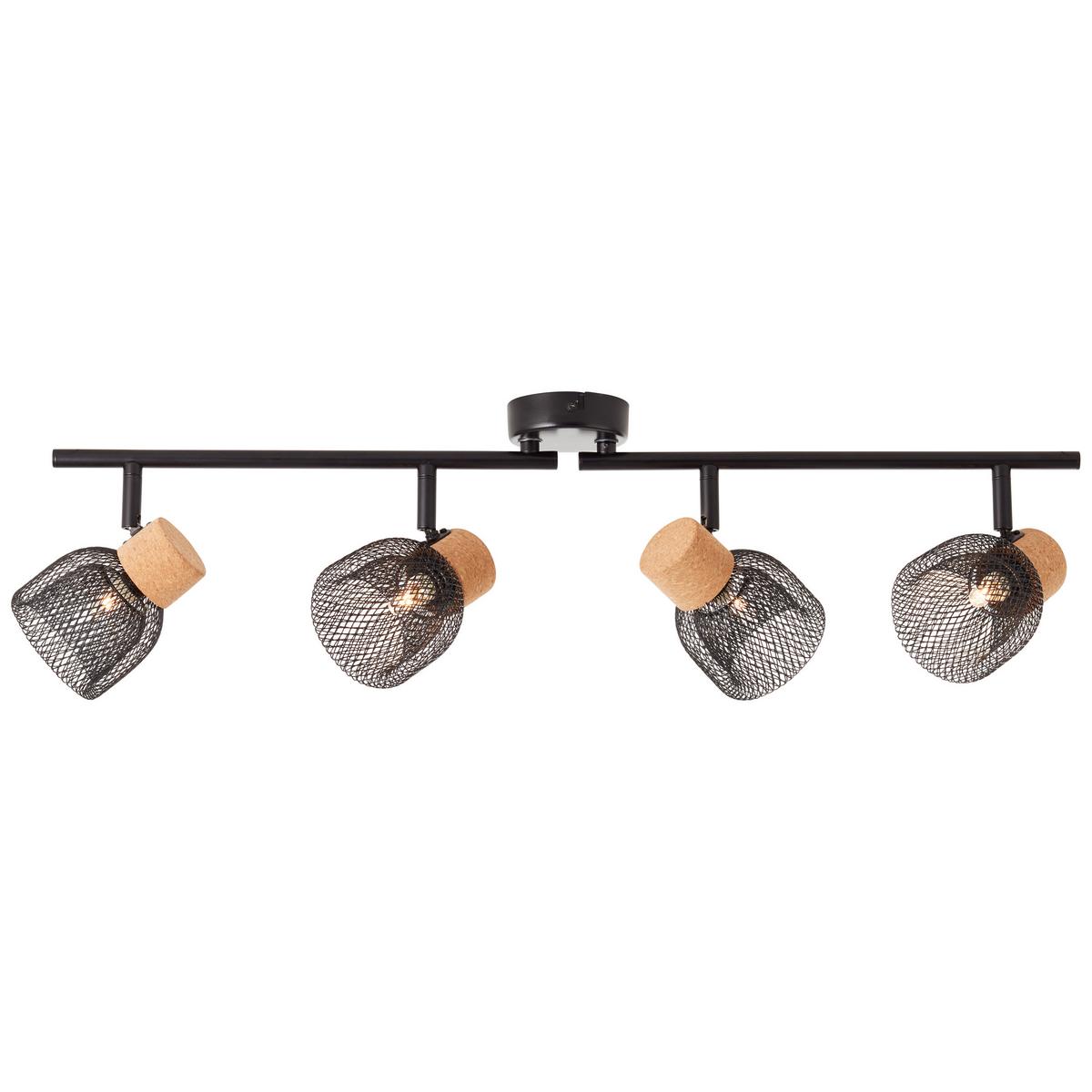Deckenleuchte Flaka Schwenkbar - Schwarz, Natur, Holz/Metall (16,5/76,5/9cm) - Brilliant