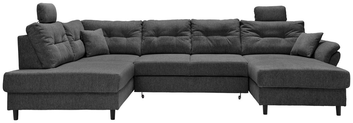 Wohnlandschaft Brizzini Anthrazit U: 206x338x176 cm - Anthrazit/Schwarz, MODERN, Textil (206/338/176cm) - Livetastic