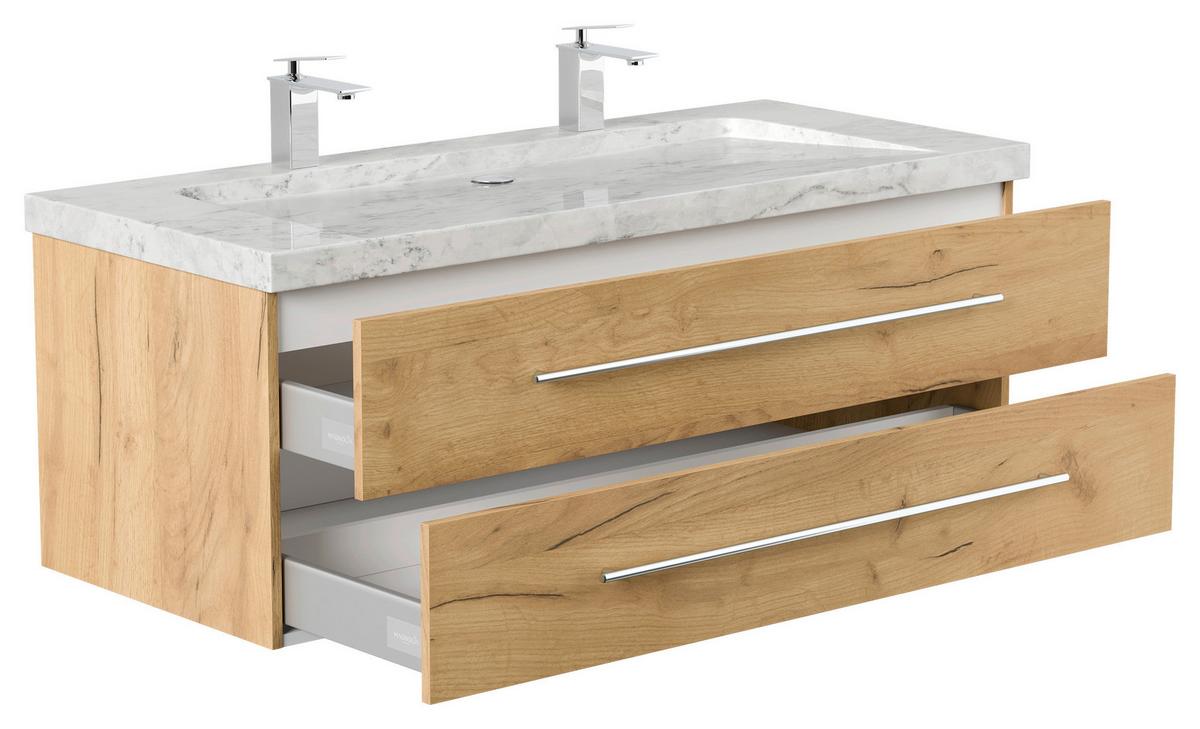 WASCHTISCHKOMBI Yamo, Eichefarben B: 130cm - Eichefarben, Basics, Holzwerkstoff/Stein (130cm) - MID.YOU