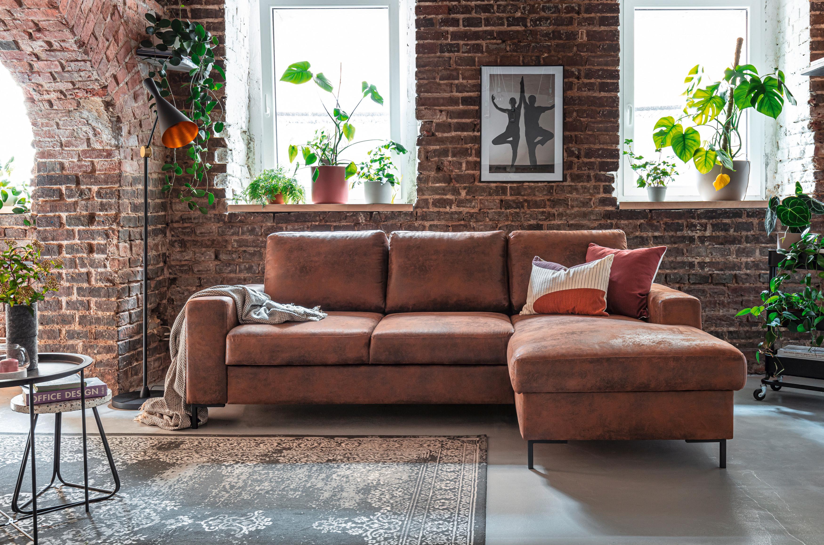 Ecksofa lofty Lilly Vintage Braun
