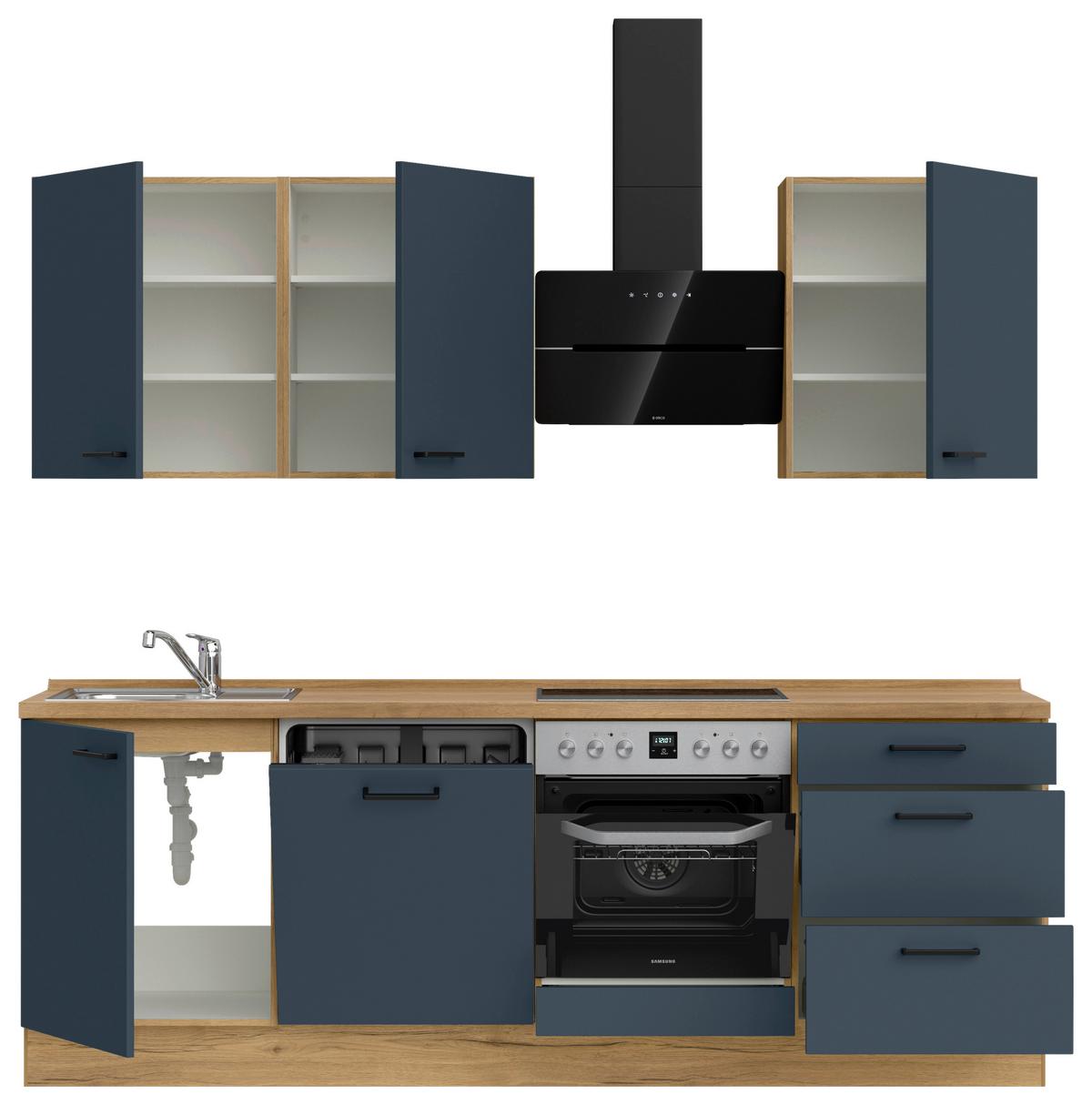 Küchenleerblock Easytouch High-Line, H9 Rechts - Blau/Eichefarben, MODERN, Holzwerkstoff (240cm) - Nobilia