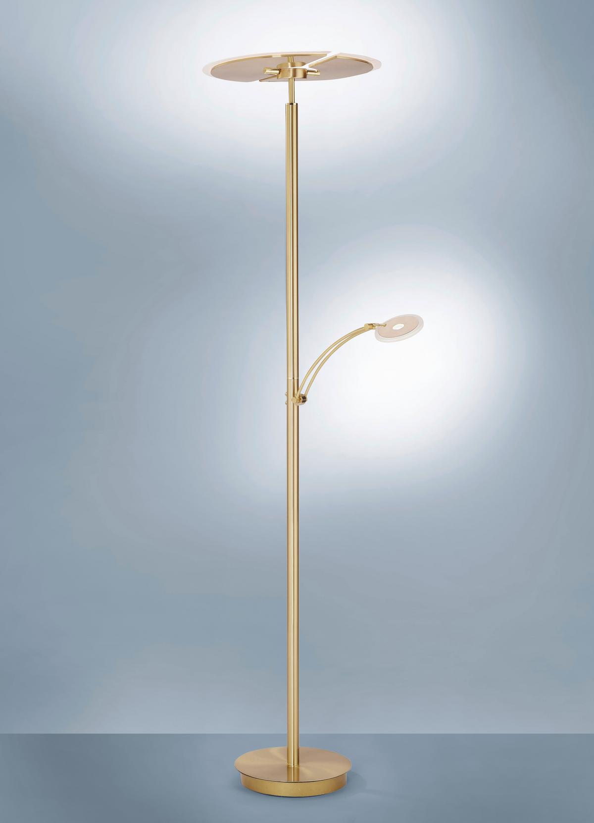 Led-stehlampe Artur Dimmbar Messingfarben Mit Leselampe - Messingfarben, Basics, Metall (62/444/200,3cm) - Paul Neuhaus