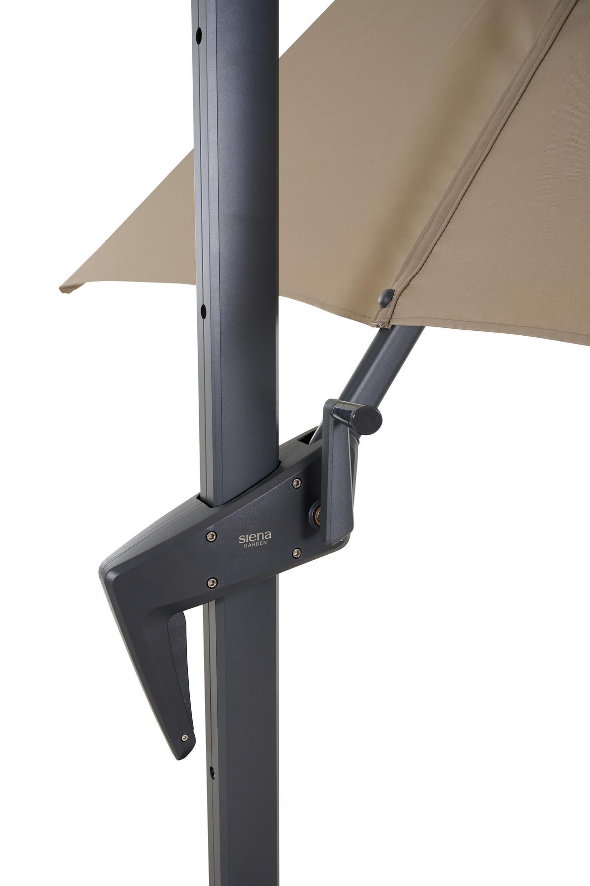 Ampelschirm Bl: 300x300 cm Mit Schirmständer Anthrazit/Taupe - Taupe/Anthrazit, MODERN, Textil/Metall (250/250cm) - Siena Garden