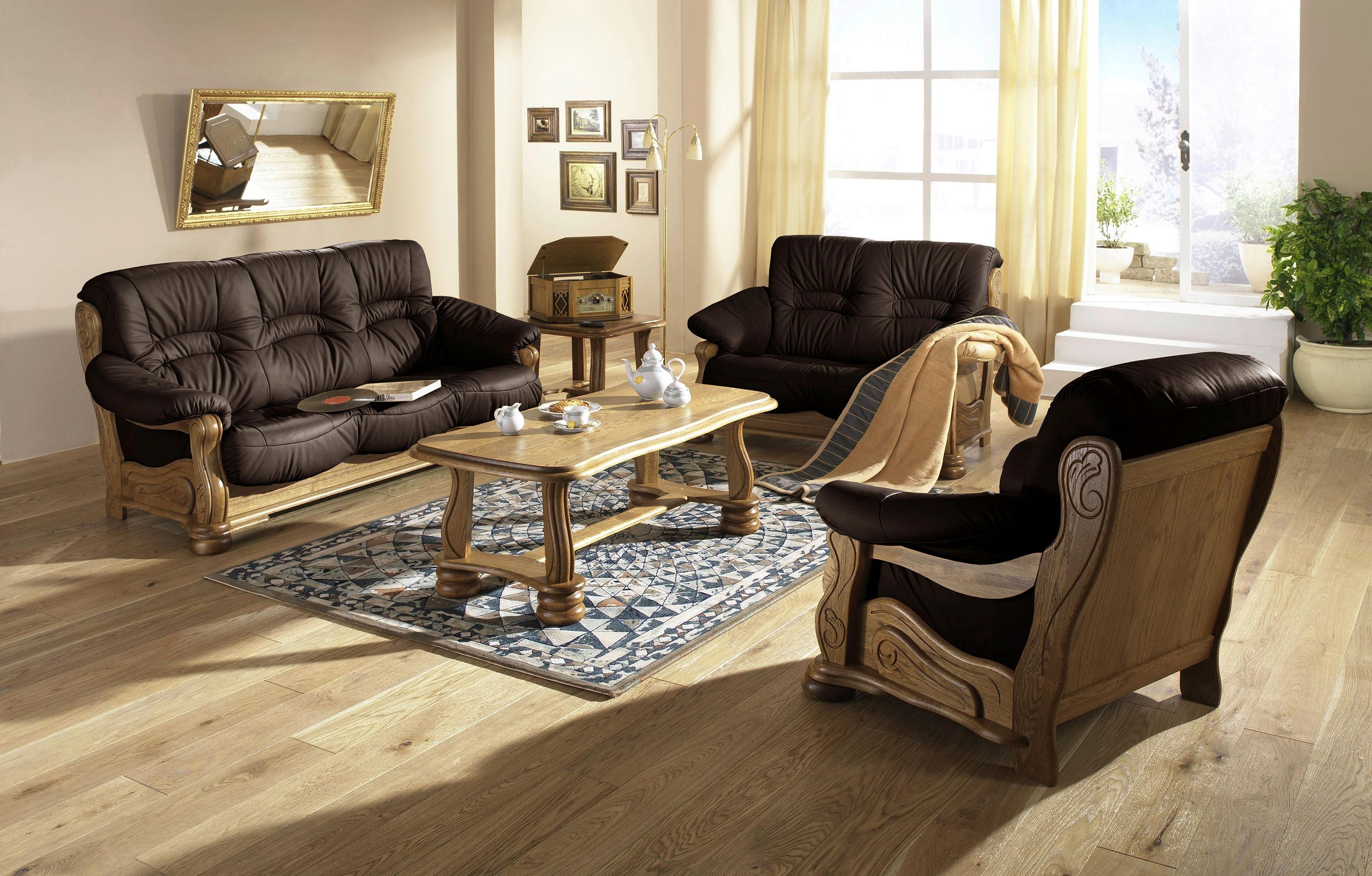 3-sitzer-sofa Tennessee Braun Echtleder - Eichefarben/Braun, LIFESTYLE, Leder/Holz (205/95/95cm) - Max Winzer
