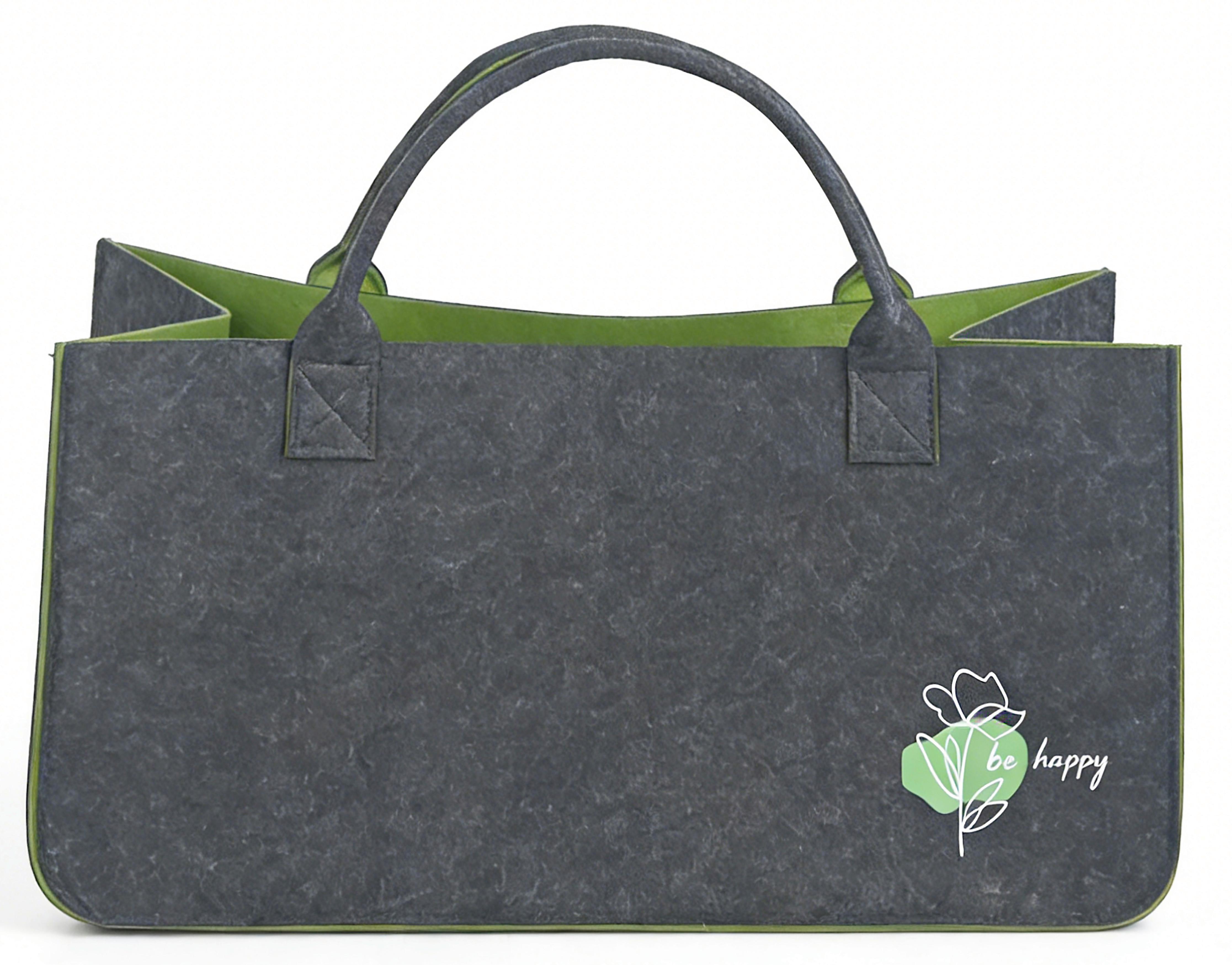 Handtasche Elke - Dunkelgrau/Grasgrün, KONVENTIONELL, Textil (52/25/25cm) - Luca Bessoni