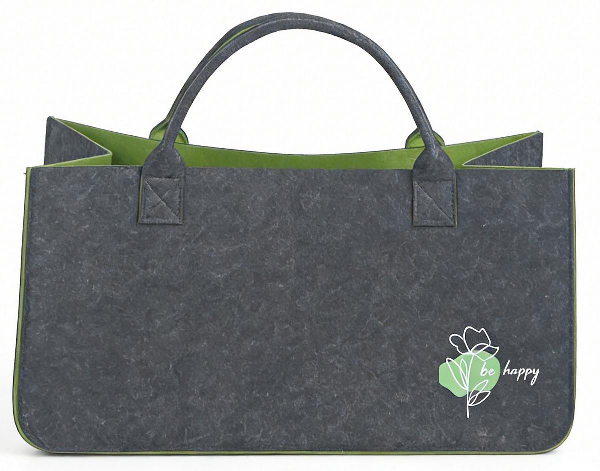 Handtasche Elke - Dunkelgrau/Grasgrün, KONVENTIONELL, Textil (52/25/25cm) - Luca Bessoni