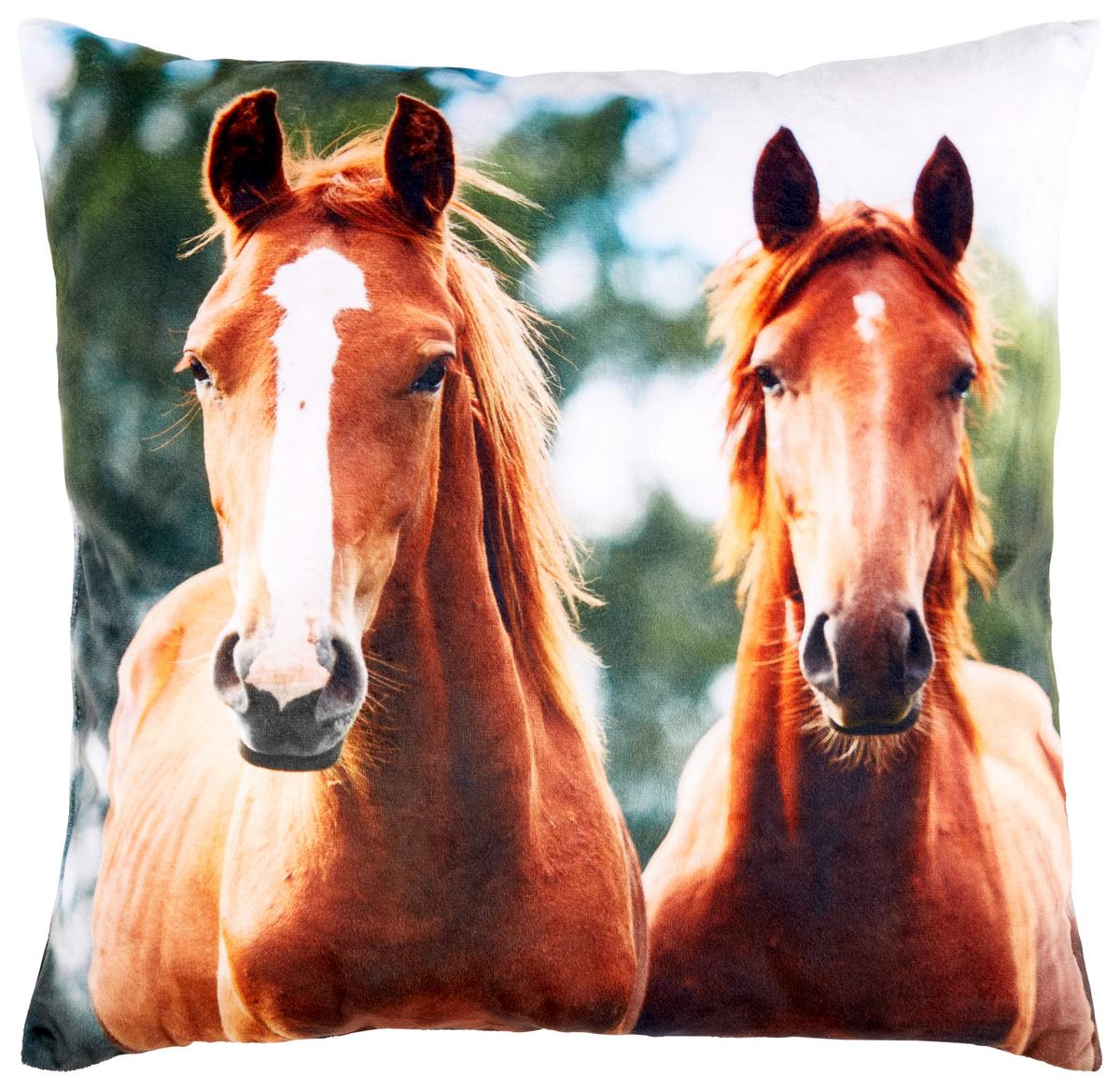Zierkissen Horse - Multicolor, MODERN, Textil (40/40cm) - Luca Bessoni