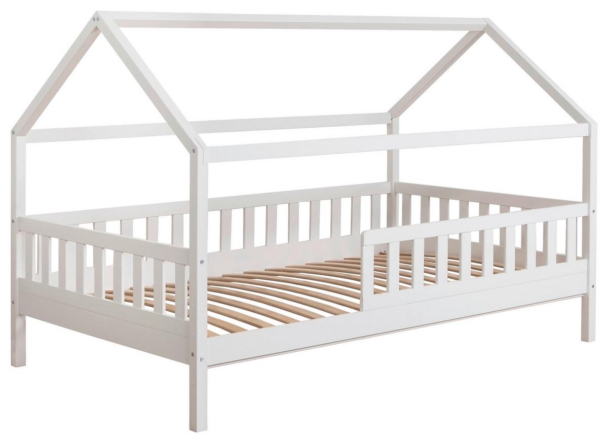 HAUSBETT Kim Weiß 90x200cm - Weiß/Naturfarben, MODERN, Holz/Textil (90/200cm) - Livetastic
