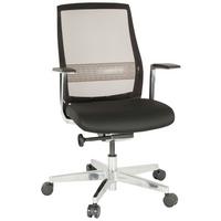 Drehstuhl Fountaine Pro Schwarz - Silberfarben/Schwarz, MODERN, Kunststoff/Textil (64/112/66cm) - MID.YOU