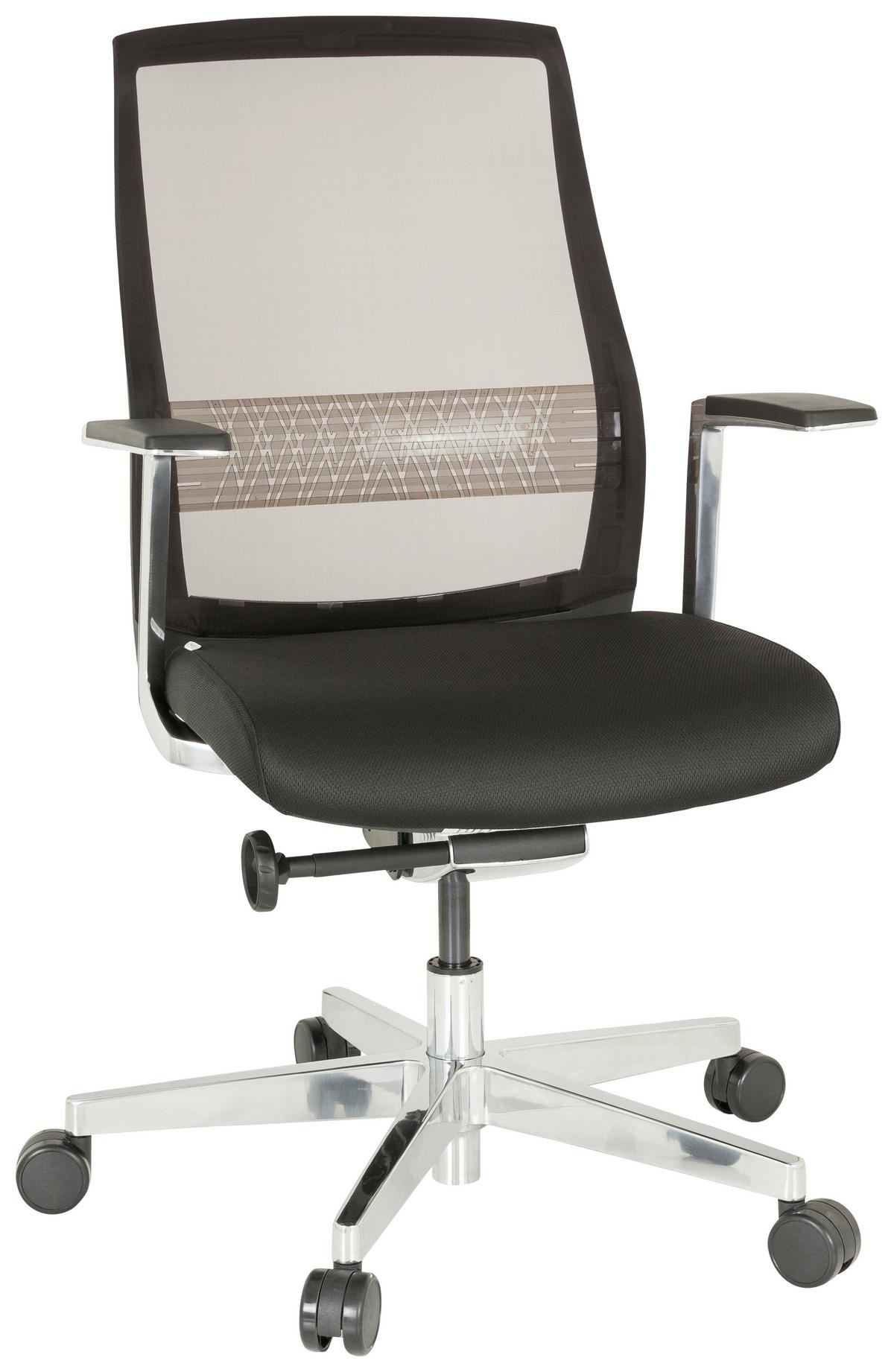 Drehstuhl Fountaine Pro Schwarz - Silberfarben/Schwarz, MODERN, Kunststoff/Textil (64/112/66cm) - MID.YOU