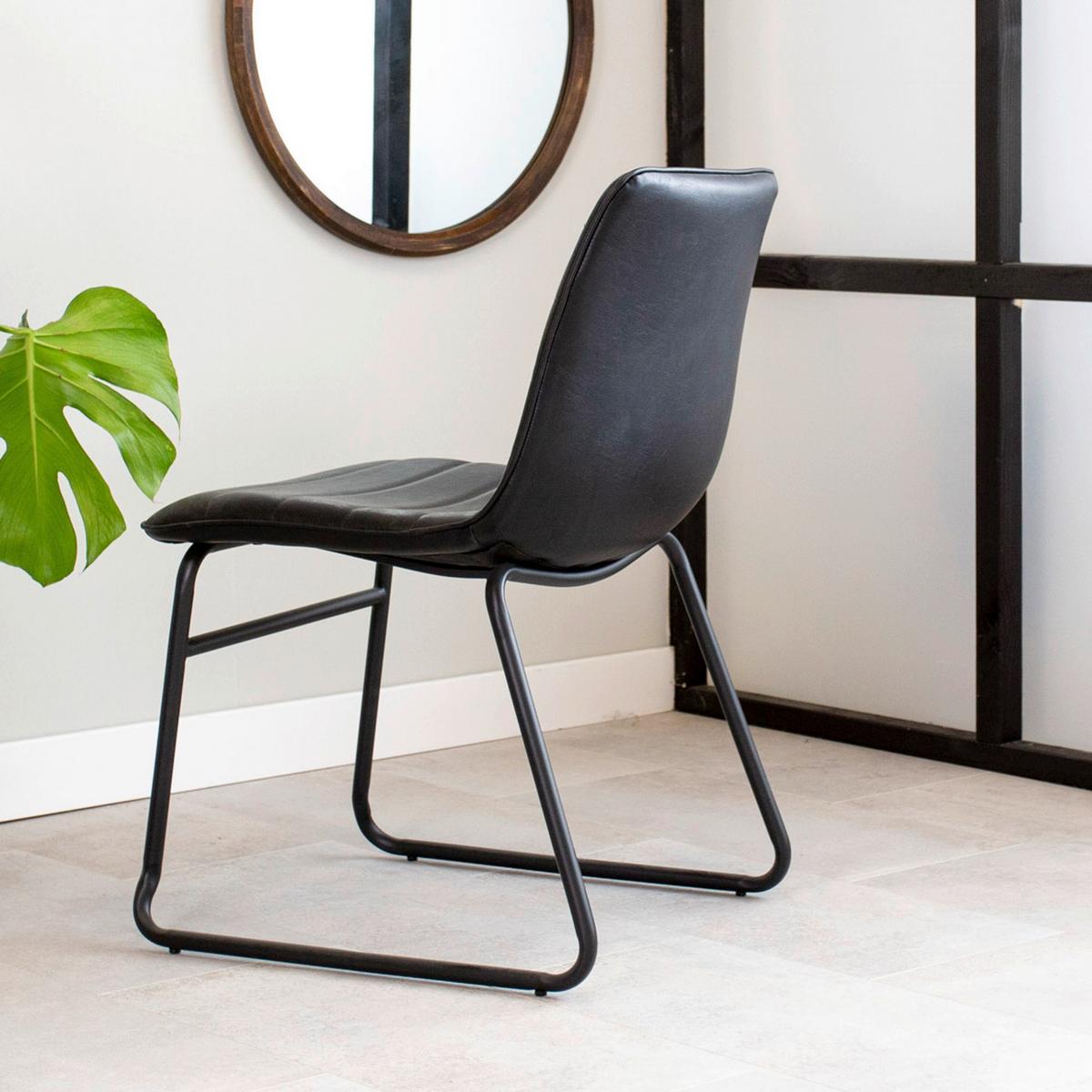 Esszimmerstuhl Milan Schwarz 2er-Set - Schwarz, KONVENTIONELL, Kunststoff/Textil (48/77/56cm) - MID.YOU