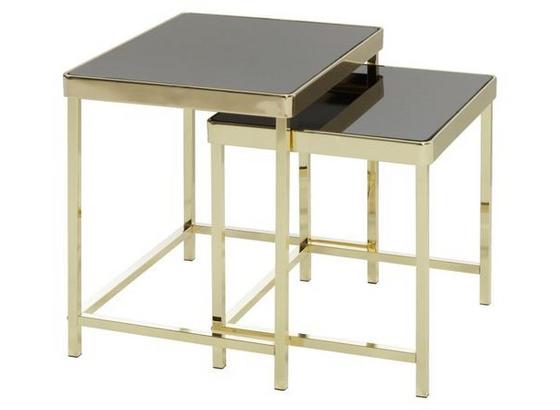 Beistelltisch 2er-Set Viola Glasplatte Schwarz, Beine Gold - Goldfarben, Design, Glas/Metall (48/46/36cm) - Livetastic Beistelltisch 2er-Set Viola Glasplatte Schwarz, Beine Gold - Goldfarben, Design, Glas/Metall (48/46/36cm) - Livetastic