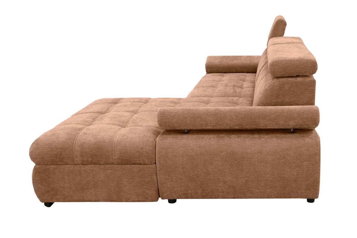 Rohová sedačka VEGAS, pravá, terracottová žinylka - černá/terracotta, Design, dřevo/textil (294/173cm)