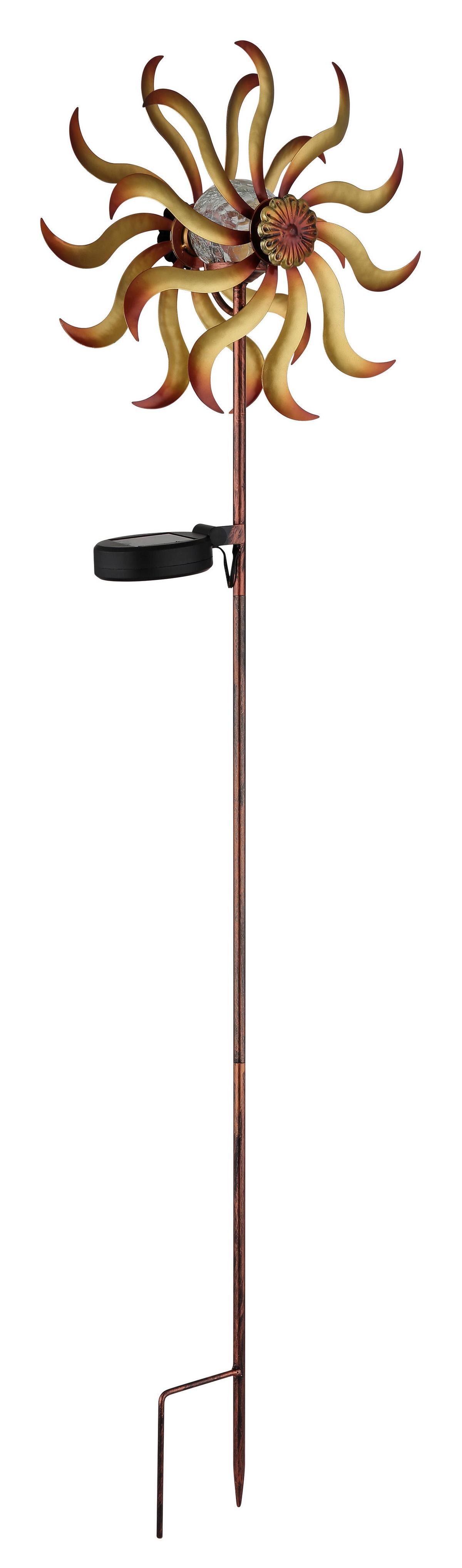 Solarleuchte 3000k, Warmweiß - Klar/Goldfarben, Design, Glas/Metall (22/12/92cm) - Globo