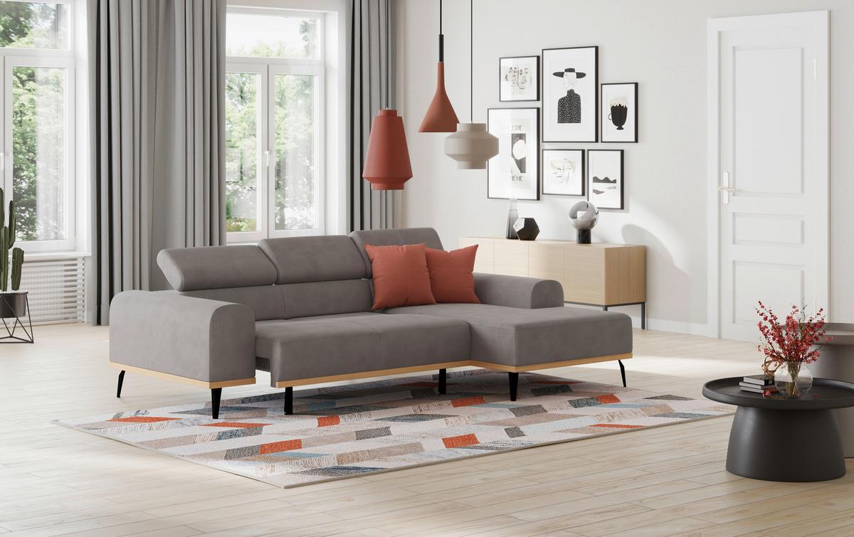 Ecksofa Grau Mit Sitzvorzug S: 244x157 Cm - Schwarz/Grau, KONVENTIONELL, Textil (244/157cm) - Cotta