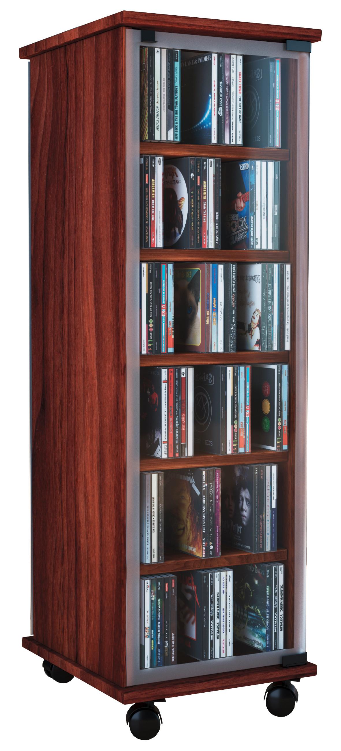 CD Regal mit Glastür Valenza 31 cm Nuss Dekor - Nussbaumfarben, KONVENTIONELL, Glas/Holzwerkstoff (31/97,5/35cm) - MID.YOU