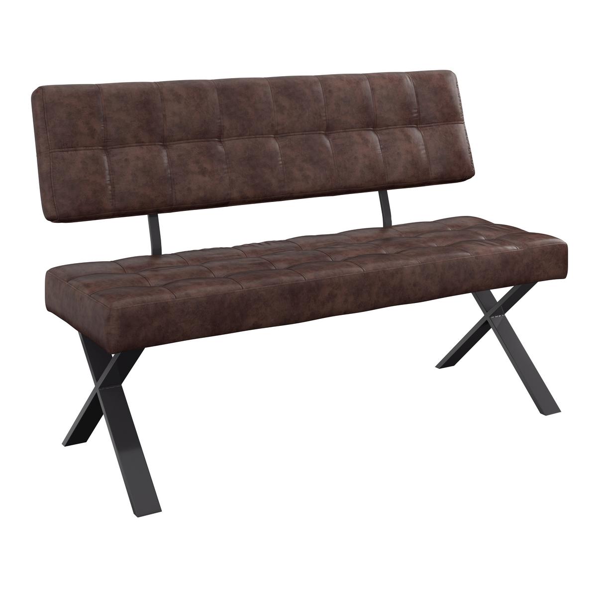 Sitzbank Mit Lehne Vintage Braun Lederlook Donna B: 140cm - Anthrazit/Braun, MODERN, Textil/Metall (140/93/61cm)