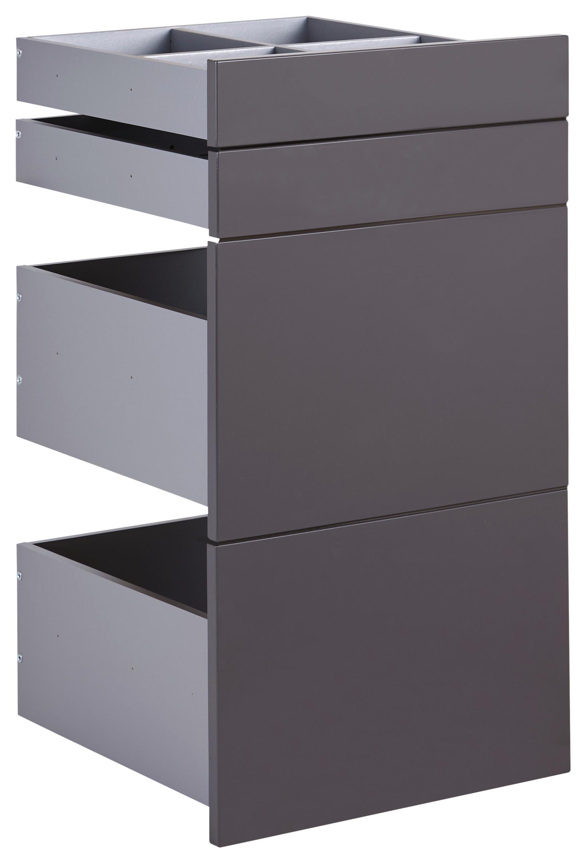 Schubladeneinsatz Unit Anthrazit B: 45,3 Cm 4 Fächer - MODERN, Holzwerkstoff (45,3/83/47cm) - Ondega