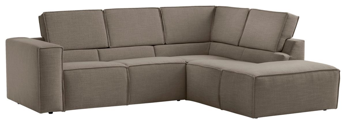 Ecksofa Dice Taupe/Grau 275x220 cm - Taupe/Schwarz, MODERN, Textil (275/220cm) - Trendmanufaktur