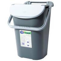 Mülleimer Tower Mit Deckel 40l Kunststoff Grau - Grau, Basics, Kunststoff (34/38/54cm)
