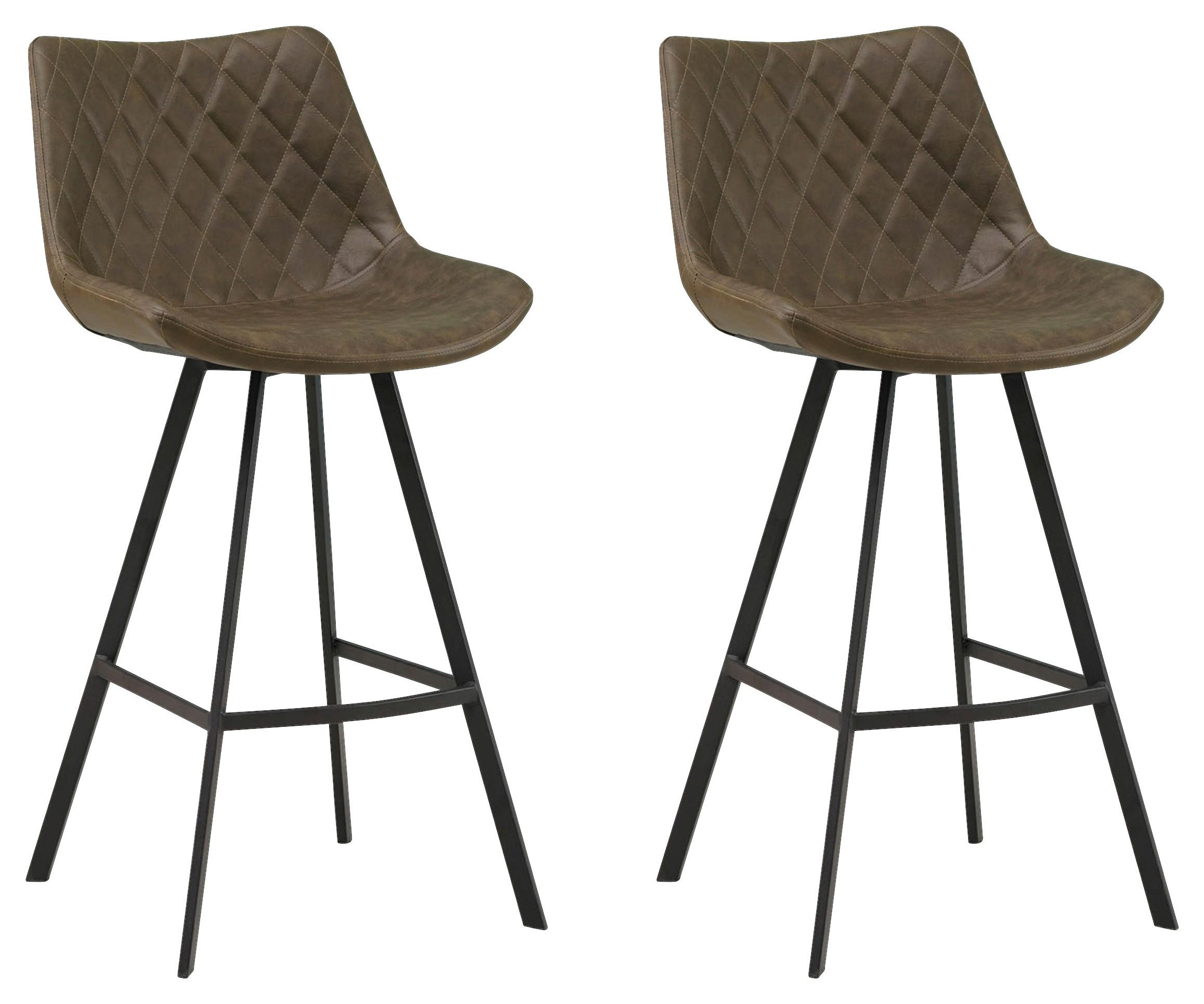 Barhocker-Set Bowie - Schwarz/Grün, KONVENTIONELL, Textil/Metall (50/102/55cm) - MID.YOU