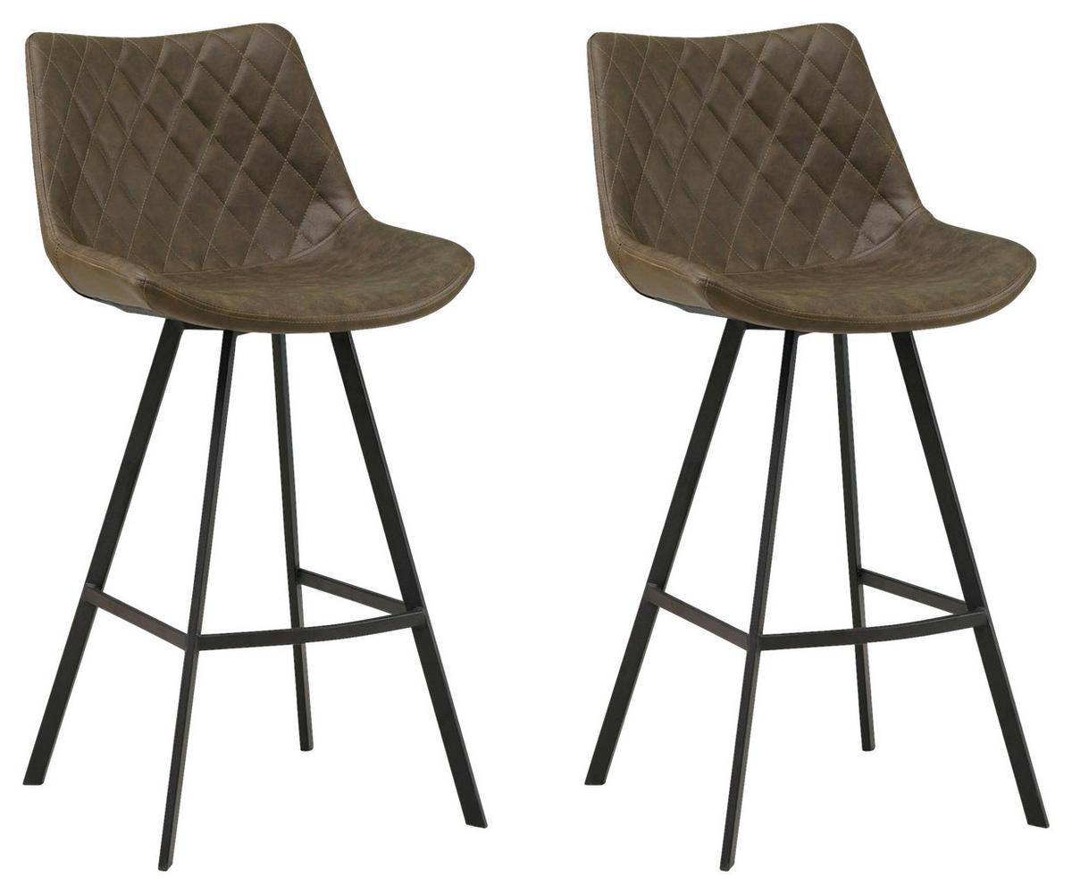 Barhocker-set Bowie - Schwarz/Grün, KONVENTIONELL, Textil/Metall (50/102/55cm) - MID.YOU