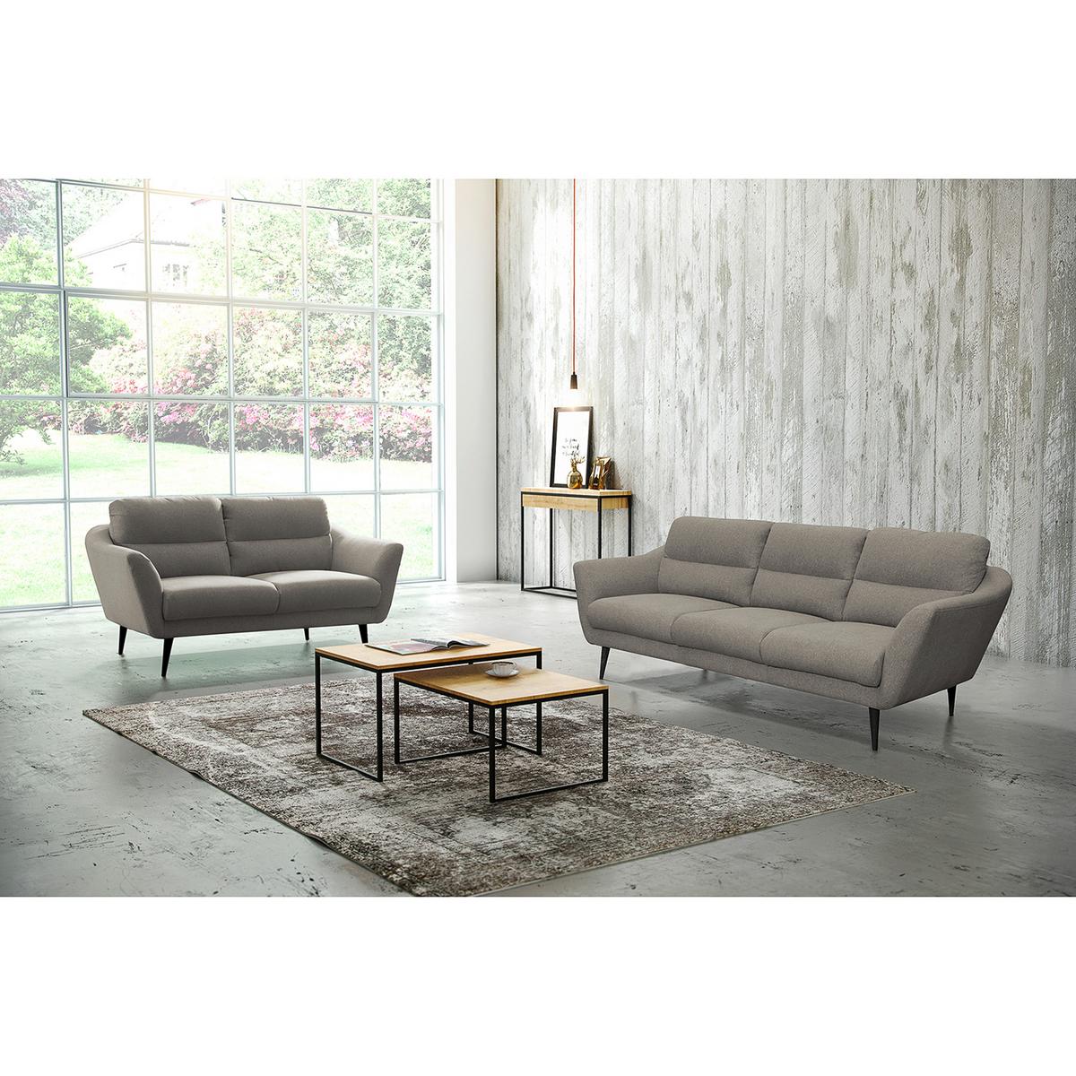 3-Sitzer-Sofa Tromso Grau B: 209 cm - Schwarz/Grau, Design, Textil (209/87/88cm) - Livetastic