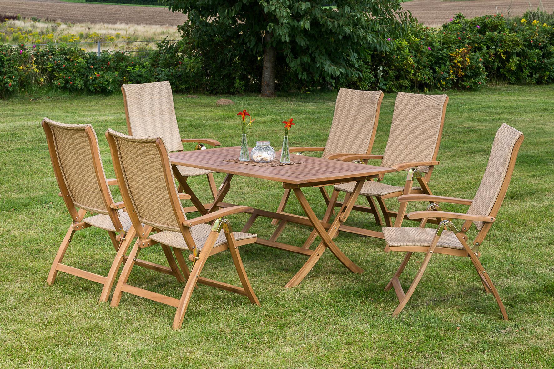 Gartenklappsessel Capri Klappsessel - Naturfarben, MODERN, Holz/Kunststoff (62/114/103cm) - Gardenson