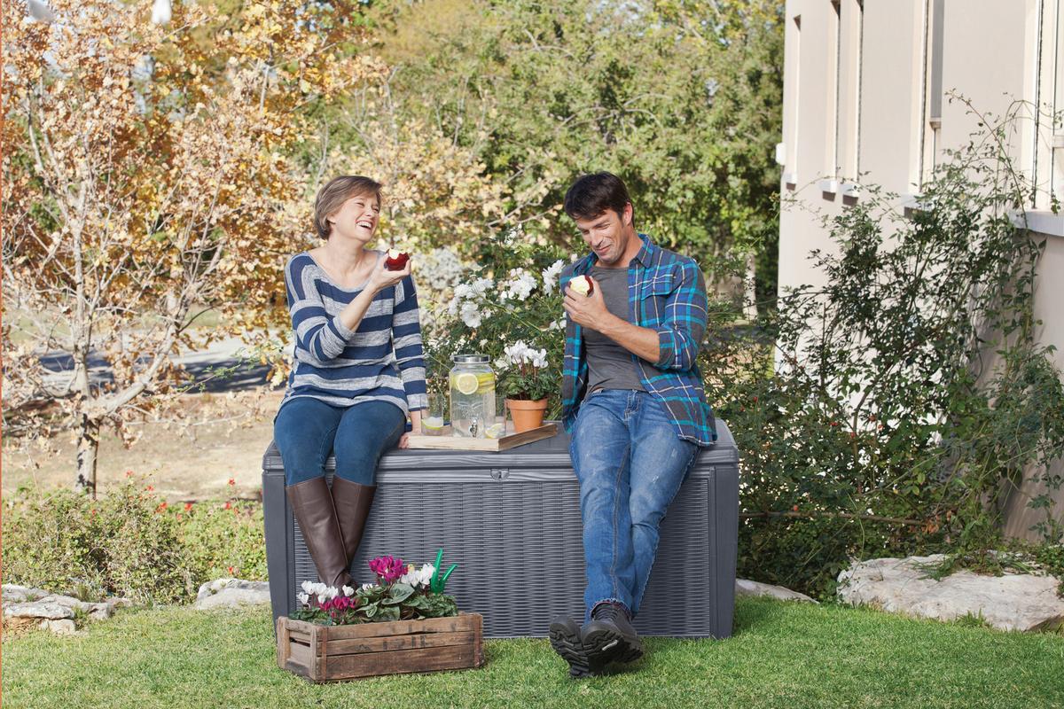 Kissenbox 987746 - Anthrazit, MODERN, Kunststoff (145/64/73cm) - Gardenson
