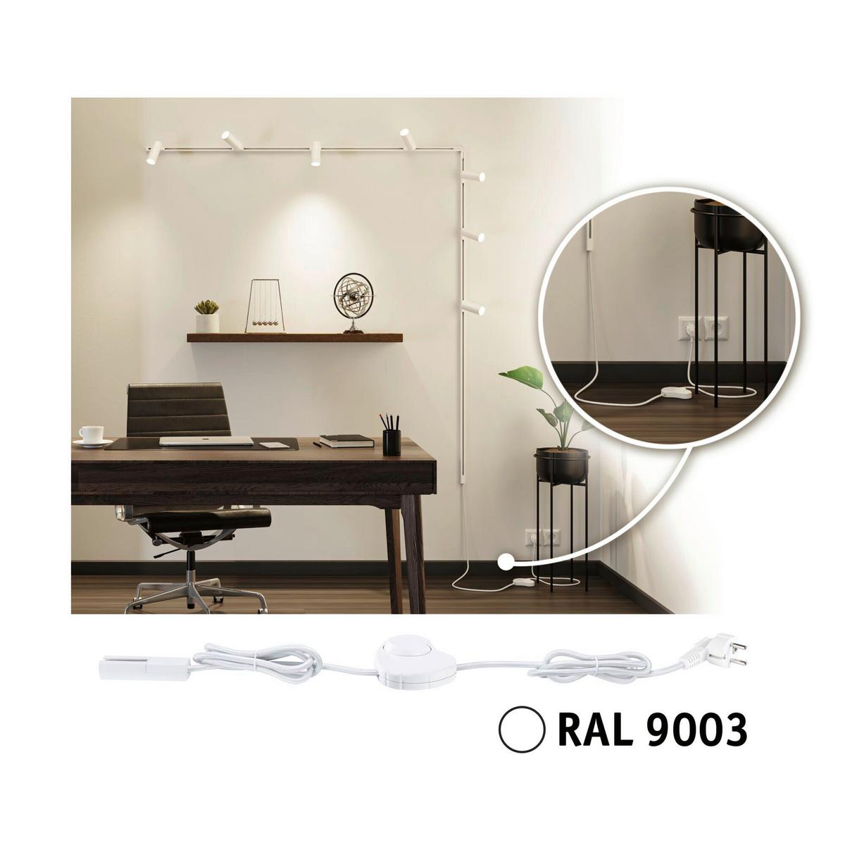 Schinenensystem-Einspeiser 95659 Urail Einsp./Schalter Sw - Weiß, Basics, Kunststoff (200/1,8/1,8cm) - Paulmann
