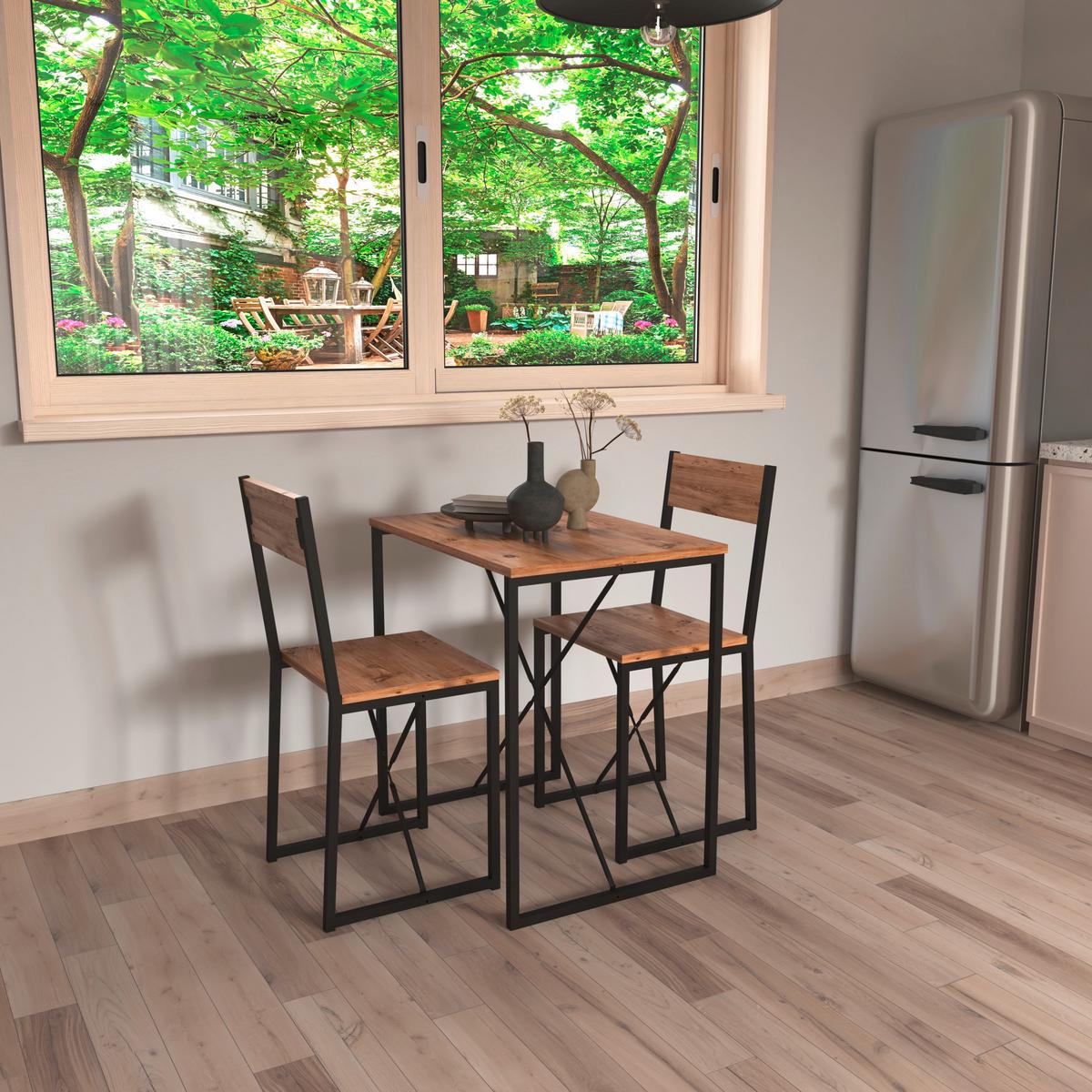 Esstisch Insasi Schwarz, Eiche Dekor L:72,8cm - Honigeiche/Schwarz, Design, Holzwerkstoff/Metall (72,8/52,7/84,7cm) - MID.YOU