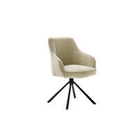 Armlehnstuhl Kasama Textil Creme 180° Drehbar - Creme/Schwarz, KONVENTIONELL, Textil/Metall (62/91/62cm)
