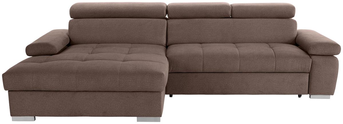 Ecksofa Mit Bettkasten Perry Braun 292x183 Cm - Silberfarben/Braun, Design, Textil (183/292cm) - Livetastic