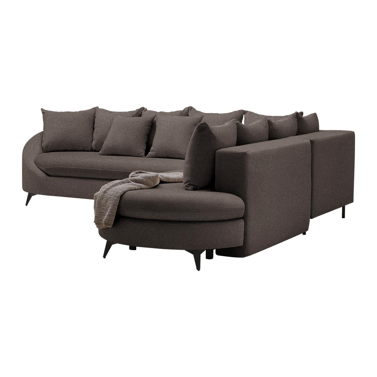 Rohová sedačka AXEL, pravá, mokka žinylka - černá/mokka, Moderní, kov/textil (291/250cm) - Mömax