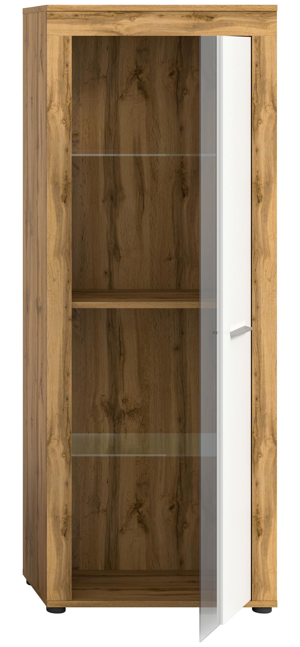 Vitrine Jam Eiche Dekor B: 60 Cm - Eiche Wotan, Design, Glas/Holzwerkstoff (60/159/35cm) - MID.YOU