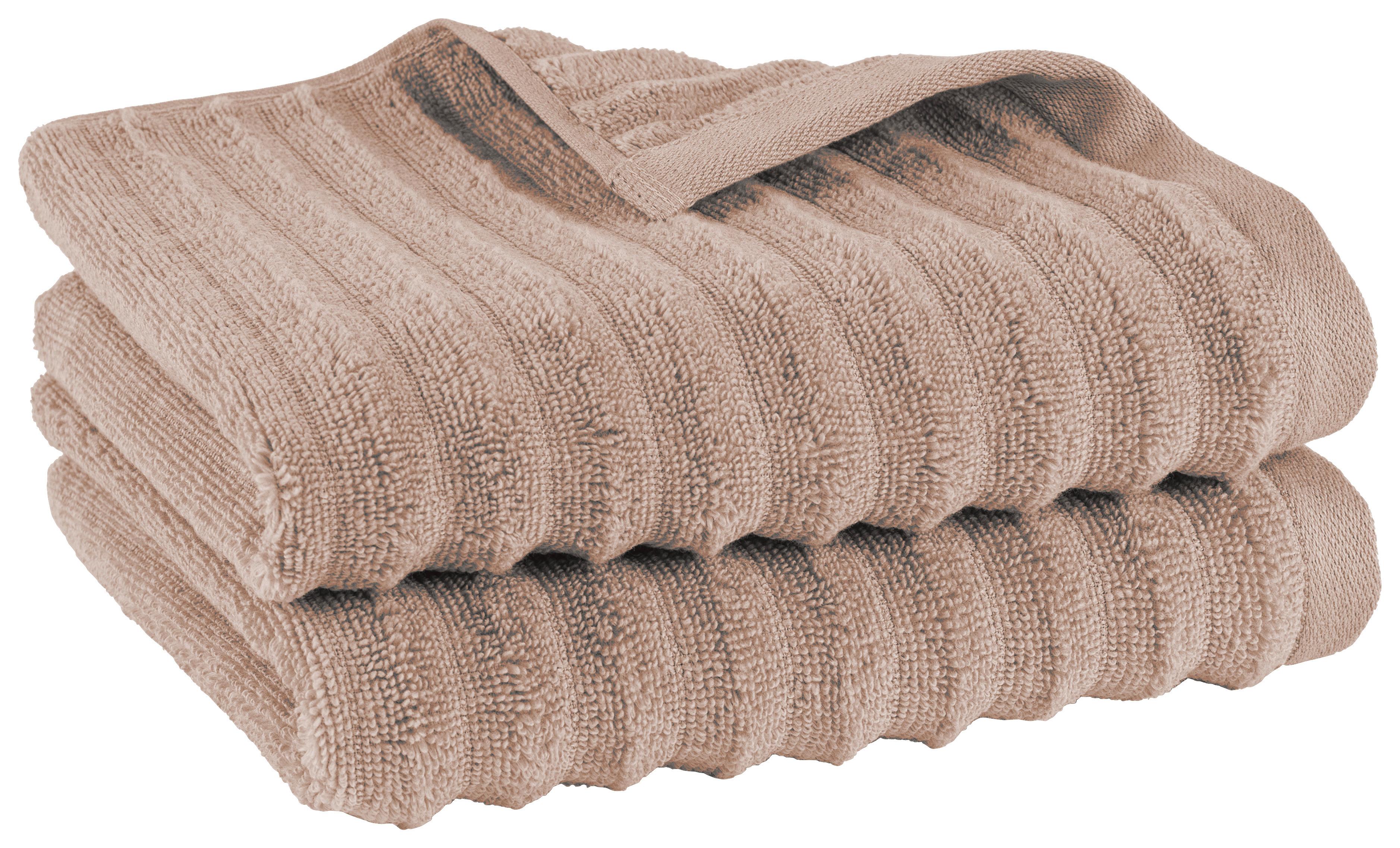 HANDTUCHSET Welle 2er Set Hellbraun - Hellbraun, Basics, Textil (50/100cm)