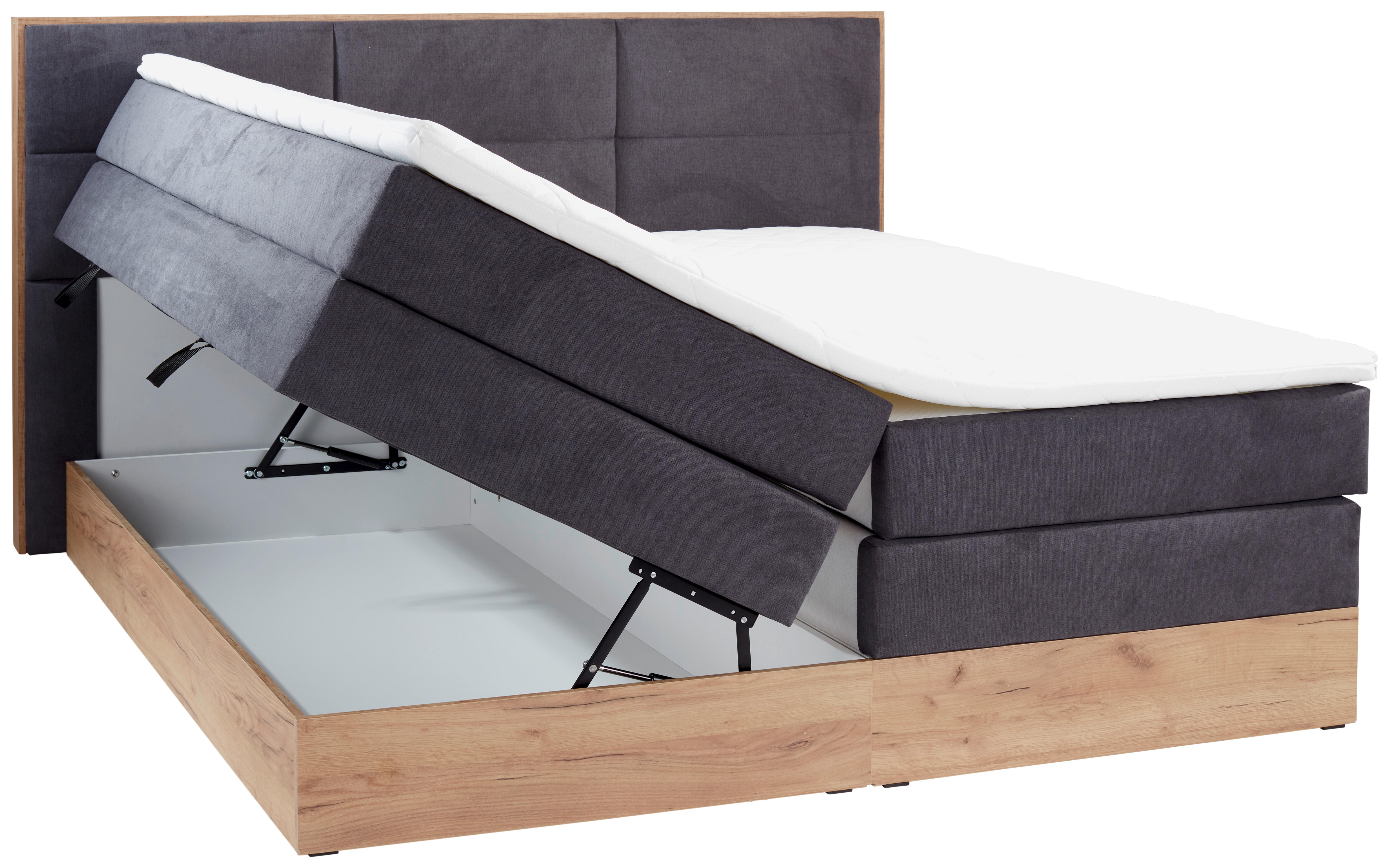 Postel Boxspring Selena Pl:180/200cm - antracitová, Konvenční, dřevo/kompozitní dřevo (180/200cm)