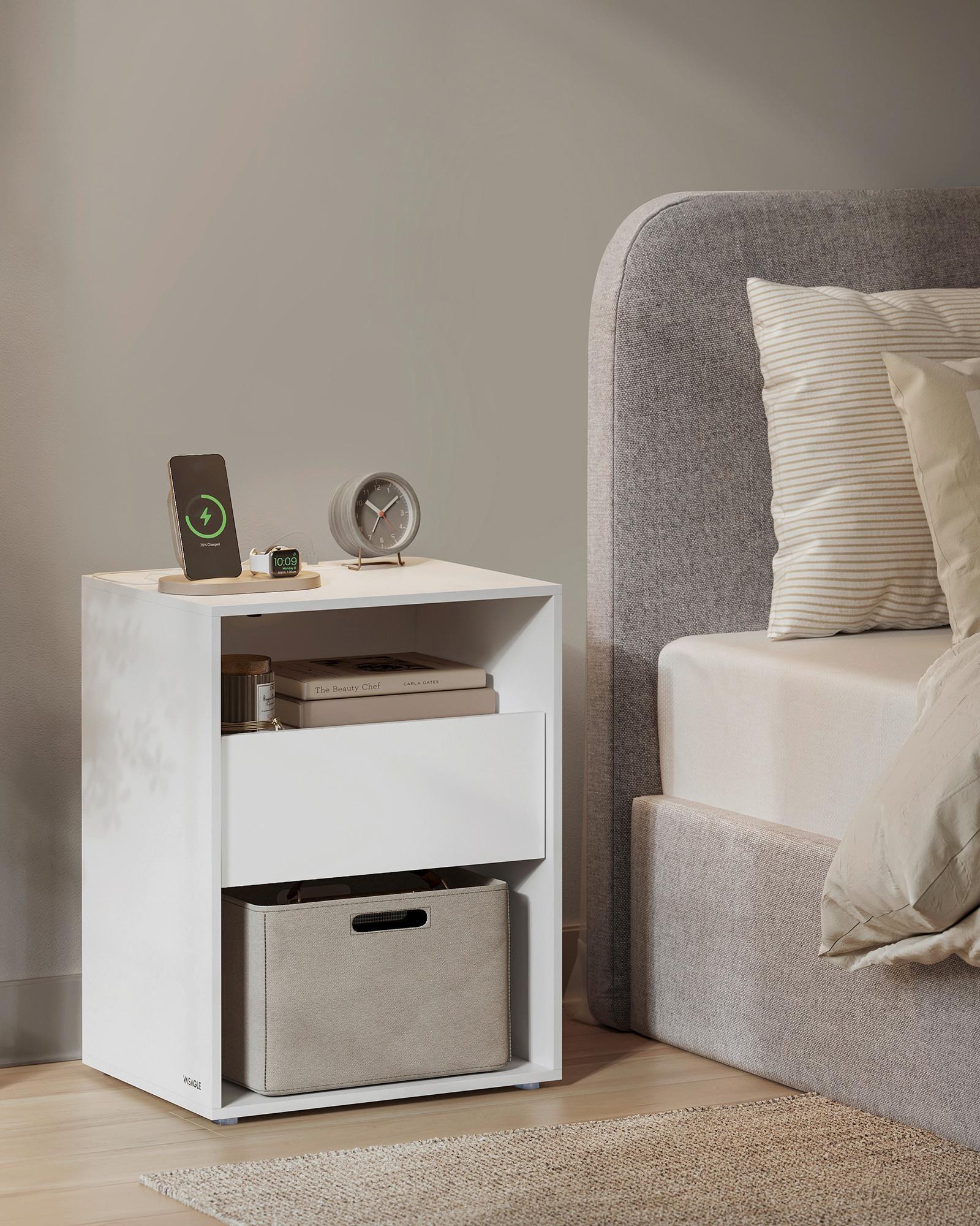 Nachttisch Nightstand - Weiß, MODERN, Holzwerkstoff (45/58,3/35cm) - MID.YOU