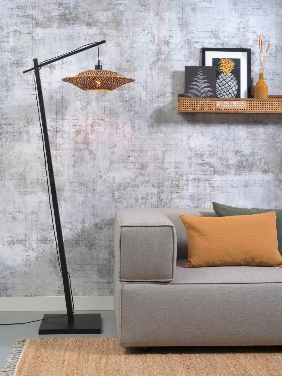 Stehleuchte Bali/F/Ad/B/4412/Bn - Schwarz/Naturfarben, Trend, Holz (44/176cm) - Good & Mojo