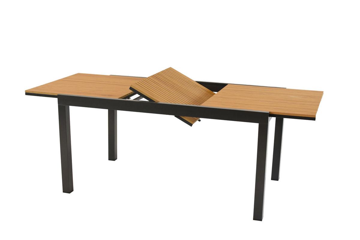 Gartentischgruppe Astros 5 -Teilig. Graphitfarben/Natur - Graphitfarben/Naturfarben, KONVENTIONELL, Kunststoff/Metall - Gardenson