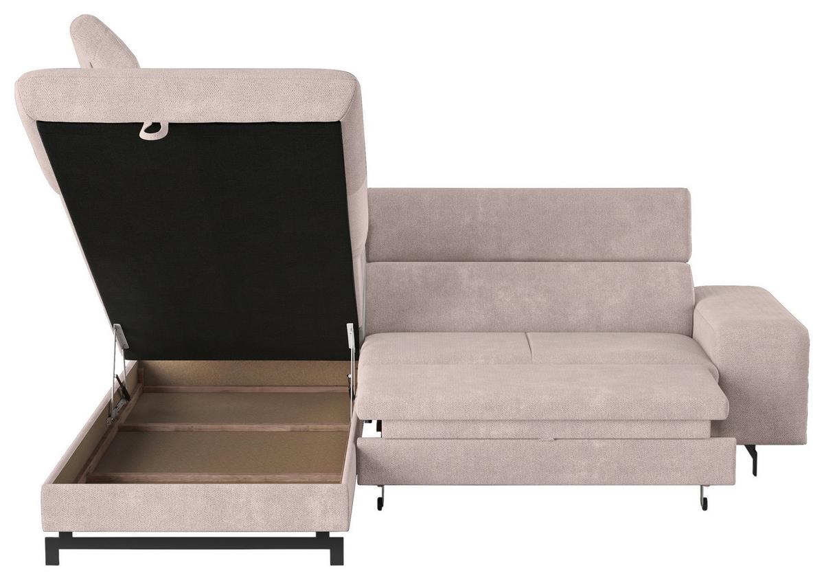 Ecksofa mit Bettkasten Emma Creme 215x262 cm - Blau/Creme, Textil (215/262cm) - MID.YOU