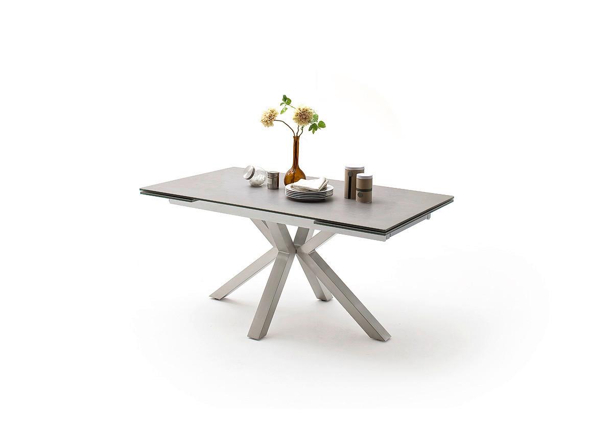 Ausziehtisch Nagano 160 Az 160-240x76x90 Cm Hellgrau - Edelstahlfarben/Hellgrau, Trend, Keramik/Metall (160-240/76/90cm)