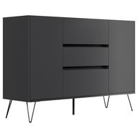 Sideboard Posseik Industrial Eichefarben/Graphitf. B:140 cm - Eichefarben/Schwarz, Design, Holzwerkstoff (140/93,6/42cm) - P & B