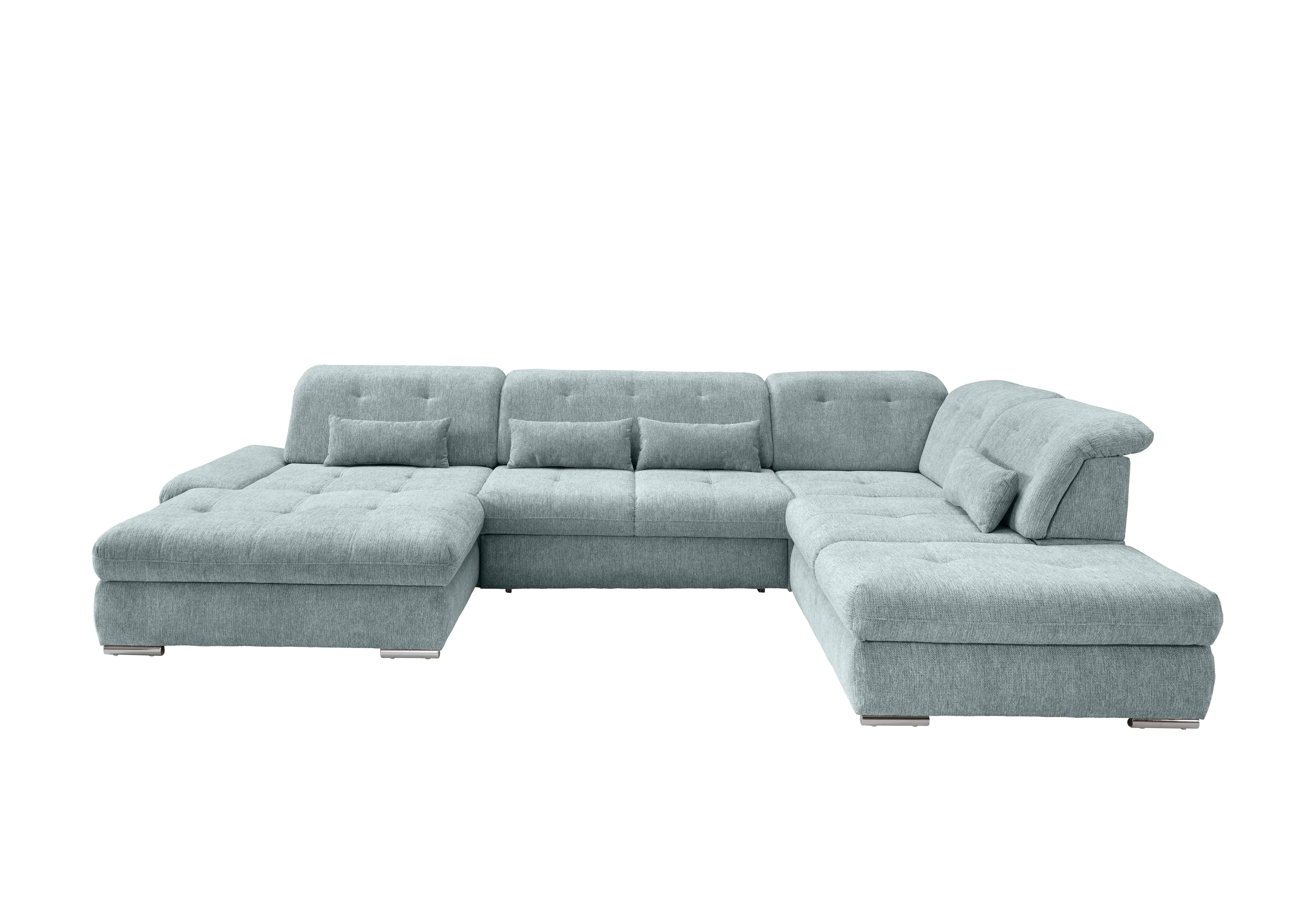 Wohnlandschaft Dalida Blau U: 195x376x254 Cm - Chromfarben/Blau, Design, Textil (195/376/254cm) - Livetastic